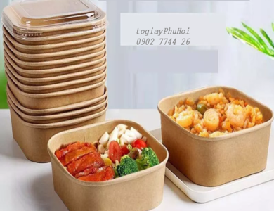 Tô giấy kraft vuông 1000ml
